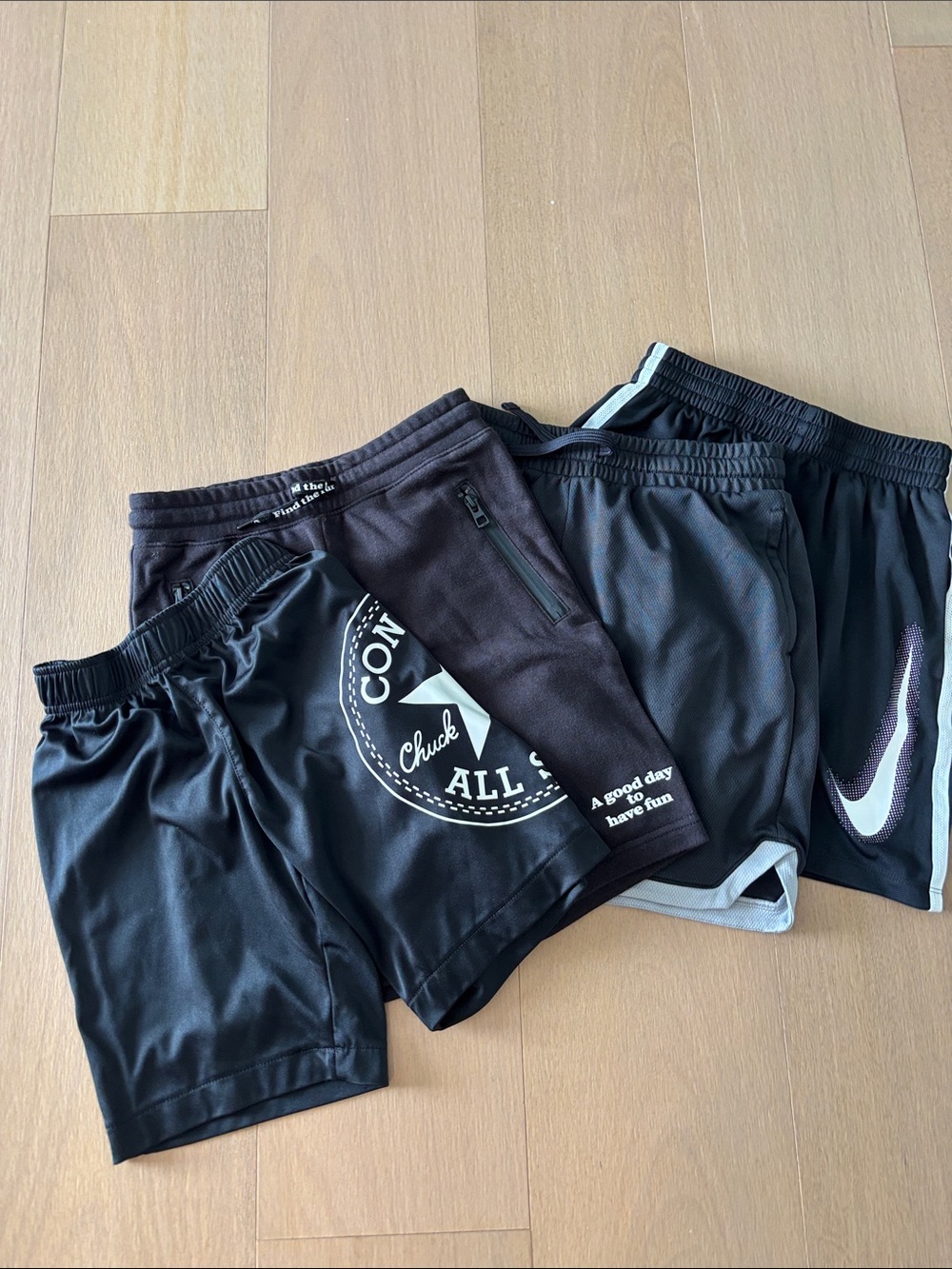 Converse Black Shorts with White Chuck Taylor Logo